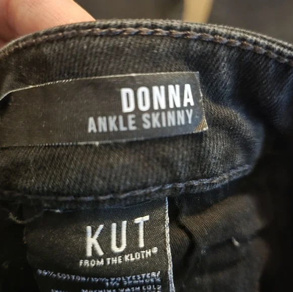 KUT From The Cloth Donna Ankle Skinny Raw Hem Black Size 10 - Picture 6 of 7